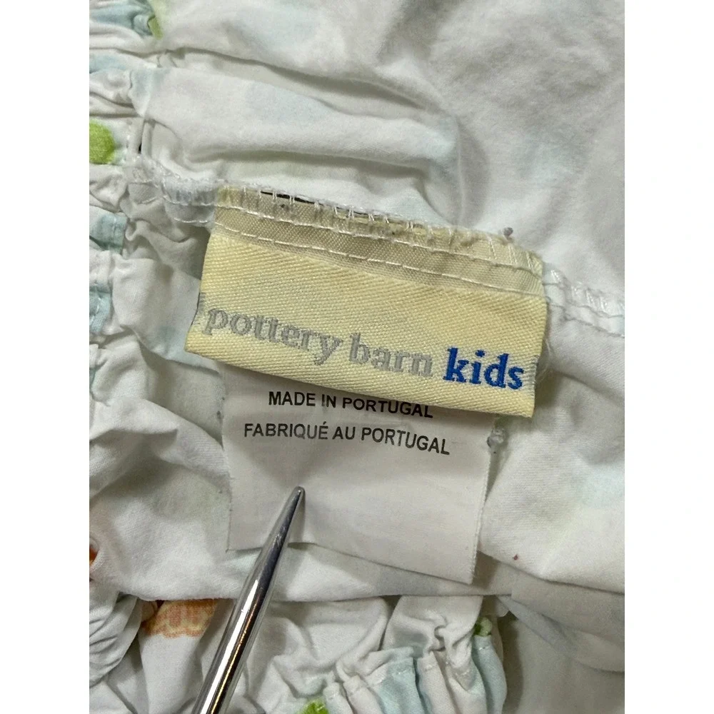 Pottery Barn Kids Organic Cotton Crib Sheet Lion Polka Dot White Green Blue